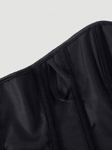 1pc Women Sexy Satin Strapless Crop Top With Waist Band, Christmas Design