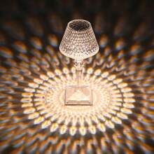 1 Pcs LED Wine Cup Shape Crystal Table Lamp 3 Light Color Dimmable LED Bedside Lamp Night Light USB Power/Rechargeable Room Decor Desk Lamp For Bedroom Living Room Bathroom Hotel Bar - 暖白/自然白/冷白 - 查看 4