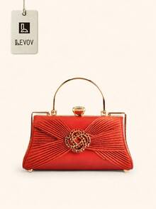 Thời trang, Ví cầm tay buổi tối thanh lịch dành cho quý cô, Túi đeo vai, Thiết kế xếp ly, Hoa đính đá, Đồ trang trí đính đá, Lấp lánh. Thích hợp cho các bữa tiệc, tụ họp, đám cưới, khiêu vũ, tiệc tối, hẹn hò. - Nhiều màu - Xem 9