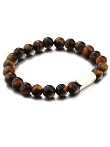 1 件个性化串珠情侣手链，周年纪念、生日、父亲节雕刻礼物 - 黑色 - 查看 8