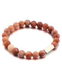 1 件个性化串珠情侣手链，周年纪念、生日、父亲节雕刻礼物 - 黑色 - 查看 4