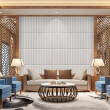 Pannelli 3D, Pannelli in plastica di cloruro di polivinile (PVC), Pannelli a parete, Parete/soffitto per sala giochi, Aspetto a doghe 3D, Pannelli a parete 3D rigidi di alta qualità, 30x30 cm, Spessore 3 mm - Bianco - Visualizzare 7