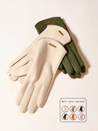 1 双情侣触屏手套，加厚保暖内衬骑行手套，适合冬季