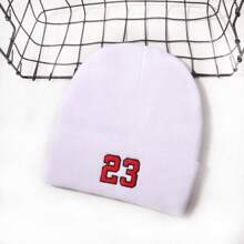 1pc Men/Women Embroidered 23 Pattern Casual Streetwear Beanie, Warm & Windproof Knit Cap For Outdoor Sports, Suitable For Daily Wear, Autumn/Winter