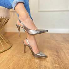 Women's Open Toe Pumps With 11cm Thin Heel Angela Galvão 2 - Dark Grey - View 2