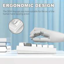 HOOPOND X Ajazz AK820 Mechanical Keyboard With CNC Knob Control,75% ANSI Layout,81Keys Gasket Mount Wired Gaming Keyboard,5 Sound Absorbing Foam,Hot-Swap Switches,White Backlit,For PC - 白/灰/黃開關 - 查看 10