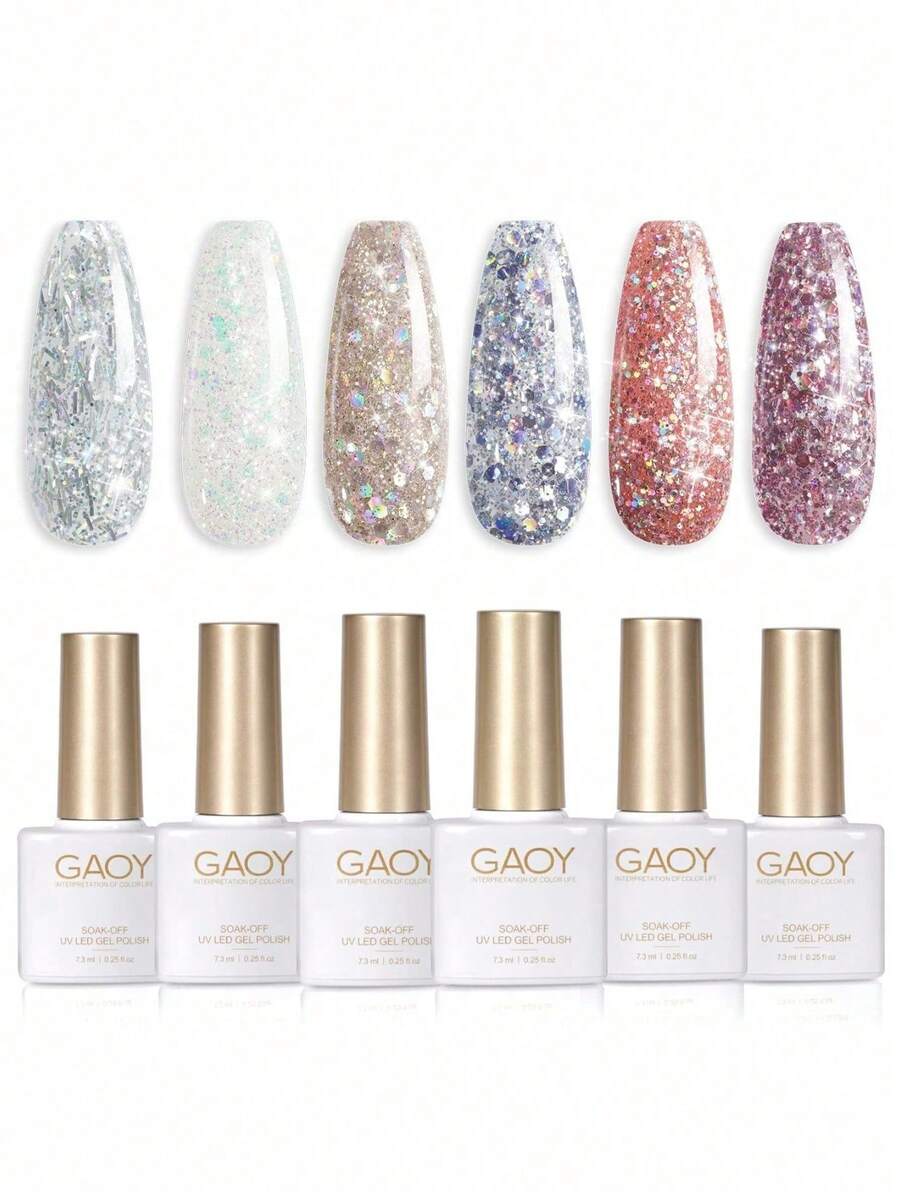 Gaoy 6 Pcs Gel Nail Polish Set - 3 - Apricot - View 1