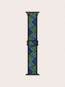 1pc Nylon Watch Band Fit For 38/40/41/42/44/45/49mm Apple Watch SE/Series 9/8/7/6/5/4/3/2/1/Ultra 2, Elastic Rope, Canvas Strap, Rainbow, Bohemian, Leopard Print, Animal Footprint Design