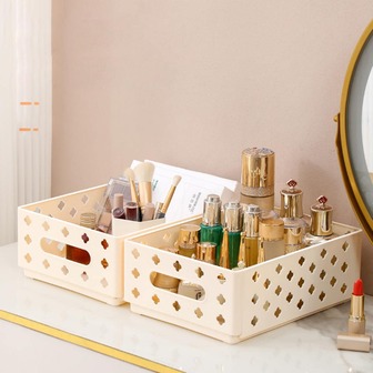 1个可折叠多功能收纳盒，适用于化妆品、浴室、办公桌、衣柜 - 节省空间，可用作珠宝盒、化妆刷收纳盒、化妆刷架、香水收纳盒、化妆包，是送给女性的理想礼物，也是圣诞礼物和女士礼品创意之选。