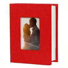 Álbum de fotos de boda de lona elegante de 6 pulgadas, con 100 bolsillos - Ideal para aniversarios, graduaciones, recuerdos de fiestas - Hermosa tela cubierta, disponible en blanco, rojo, negro, beige, gris, azul, gran regalo de cumpleaños - Multicolor - Ver 14