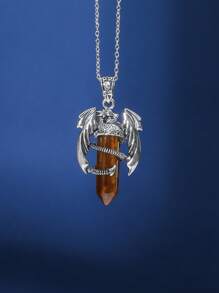 1 Pc Punk Teen Pterosaur Bullet Pendant Necklace Colorful Crystal Bullet Pterosaur Necklace Holiday Jewelry