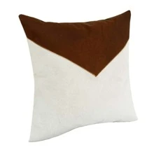 20" X 20" Brown And Ivory Geometric Faux Leather Zippered Pillow