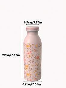 1 pieza Botella de agua de 450ml/15.22oz estilo japonés de la serie floral, taza de leche recta, vaso aislado de doble pared de acero inoxidable original, termo, taza de viaje y uso al aire libre, cantimplora para gimnasio y deportes, taza de fondo plano, taza para coche, vajilla para invierno y verano, regalo para fiestas - Multicolor - Ver 2