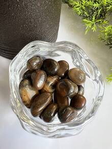 0.22磅/100克天然光滑虎眼石碎屑，适用于植物、鱼缸、花园装饰鹅卵石、花盆、花瓶、室内喷泉、景观装饰 - 黃色 - 查看 8