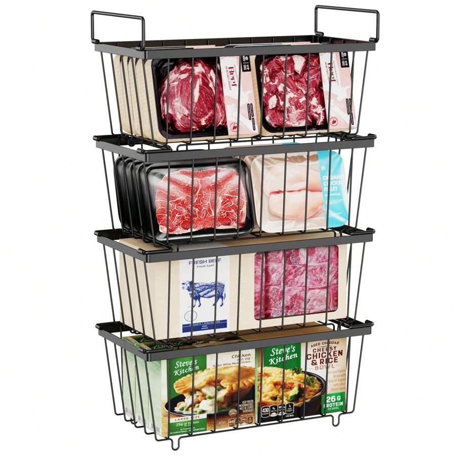 4 Pack Chest Freezer Organizer Stackable Freezer Organizer Bins For