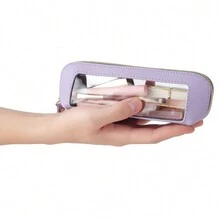 1 túi đựng mỹ phẩm PU chống thấm nước di động, túi đựng đồ trang điểm du lịch trong suốt có khóa kéo, túi đựng đồ vệ sinh cá nhân tiện lợi, túi đựng đồ rửa mặt, túi đựng mỹ phẩm trong suốt - Nhiều màu - Xem 3