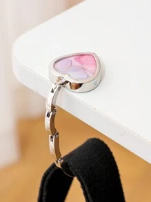 1pc Heart-Shaped Women Bag Hanger, Multi-Color Marble Keychains Made Of Alloy Material, Home And Travel Organizer - Multicolor - View 5