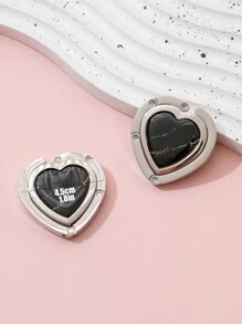 1pc Heart-Shaped Women Bag Hanger, Multi-Color Marble Keychains Made Of Alloy Material, Home And Travel Organizer - Multicolor - View 8