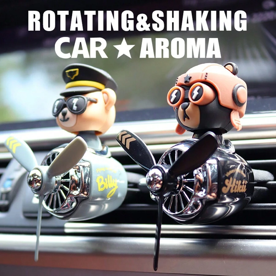 Đầu lắc phi công gấu cánh quạt quay Máy làm mát không khí ô tô Máy bay vui nhộn dễ thương lắc phim hoạt hình kẹp thông gió nước hoa máy bay máy bay ô tô điều hòa không khí cửa thoát khí máy khuếch tán hương thơm bảng điều khiển hương liệu đồ trang trí quạt phụ kiện nội thất đồ trang trí hương vị tươi mới mùi hương đại dương nước hoa mùi hương hương thơm cho nam giới