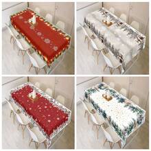 1 bộ đồ trang trí Giáng sinh bao gồm Rừng thông, Nhà gỗ, Khăn trải bàn in hình bông tuyết, Đồ trang trí bàn ăn, Khăn trải bàn hình chữ nhật trừu tượng cho buổi dã ngoại hoặc tiệc ngày lễ Đồ trang trí Giáng sinh, Đồ dùng cho tiệc Giáng sinh - Nhiều màu - Xem 1