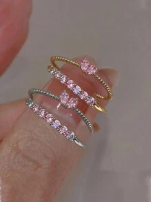 Set de 4 anillos ajustables con diseño de mariposa y corazón de cristal en tonos dorado y plateado, joyería para niña