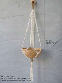 1pc Woven Plant Hanger, Minimalist Polyester Plant Container Hanging Basket For Home - Bronze - View 5