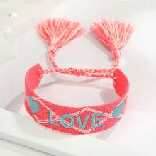 1 chiếc vòng tay thêu chữ và tua rua bện có thể điều chỉnh, vòng tay cá nhân hóa cho các cặp đôi - nhiều màu - Xem 21