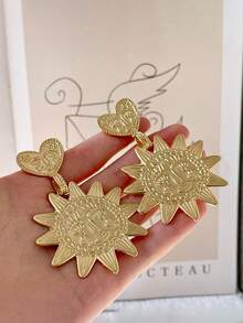 1 对金色向日葵耳环，个性化脸部向日葵爱心耳环，小众优雅时尚新娘耳环，适合所有婚纱，适合婚礼场景、约会、派对、生日派对、女性珠宝礼物 - 彩色 - 查看 2