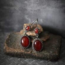 1 Pair Retro Baroque Style Red Tassel Long Earrings, A Christmas Gift For Her - Red - View 2