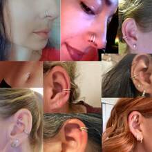 ADYJELY 1 buc Inel de nas cu sept articulat dublu CZ transparent, bijuterii pentru piercing cu sept, 16G/20G, oțel inoxidabil, hipoalergenic, segment Clicker, bijuterii pentru perforarea cartilajului, placat cu aur de 18K, tragus, conch, Daith, helix, lob, cercel, bijuterii pentru piercing nas, inel pentru buze, inel pentru burtă, inel pentru mamelon, 8mm 10mm, bijuterii pentru piercing corporal pentru femei și bărbați - N075 - Vizualizare 9
