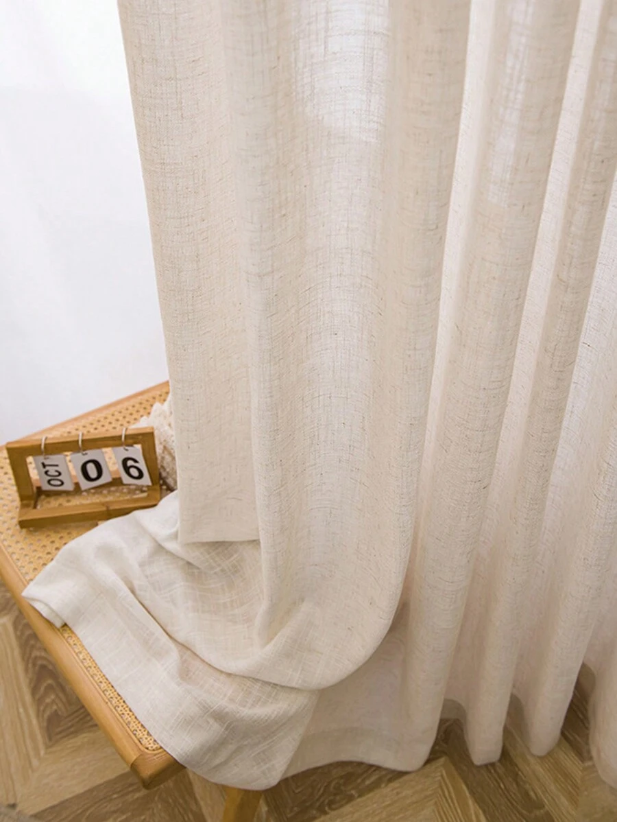 1pc Modern Minimalist Style Japanese Linen Sheer Curtain, Thickened Translucent Privacy Protecting Sun Shade For Balcony, Living Room, Bedroom, Lightweight