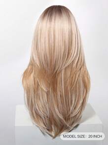 20 英寸 9*6 U 型前蕾丝假发渐变金色直发假发棕色和金色混合颜色蕾丝前假发女士挑染合成假发适合日常派对使用 - 彩色 - 查看 5