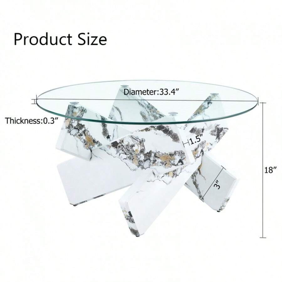 Circular Glass Coffee Table, 33.4Inch Modern And Distinctive Design