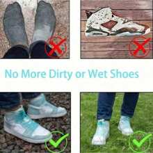 1/2 Pairs Of Latex Waterproof Non-Slip Shoe Covers, Reusable, Waterproof Protection ,Outdoor Latex Rain Boots Waterproof Shoe Cover That Can Be Reused For Rain Prevention. Multiple Colors To Choose From, Rainproof Sandproof Silicone Rain Shoe Covers, Silicone Waterproof Shoe Covers, Rainy Day Shoe Covers, Reusable Non-Slip Rain Boots ,Suitable For Rainy Days, Grasslands, And Clean Use( Suitable For Sizes 37-45) - Multicolor - View 5