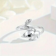 Anillo con diseño de hoja y koala inspirado en el estilo vintage - de aleación, perfecto para atuendos casuales y como regalo de Acción de Gracias