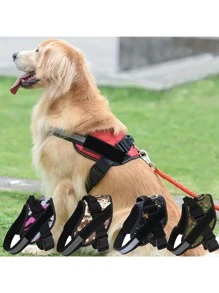 Dog Harness No-Pull Reflective Dog Vest Harness, Breathable Adjustable Pet Chest Strap With Control Handle For Outdoor Walking