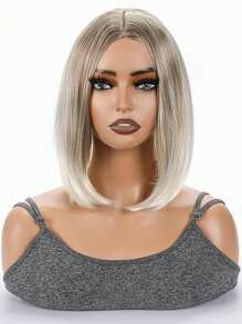 14 英寸浅金色深根和中短直发美丽日间女士假发化纤假发。角色扮演白色彩色合成假发高温发女士中长直发假发节日日常时尚风格合成假发万圣节圣诞节角色扮演假发。 - 漸層棕色 - 查看 8