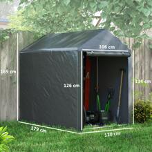 Outsunny Tool Tent For Bicycles And Motorcycles 1.2 X 1.8 X 1.65 M Portable Garage With 2 Rooms Zippered Door Waterproof Anti-UV Portable Carport For Garden Dark Gray - Dark Grey - View 6