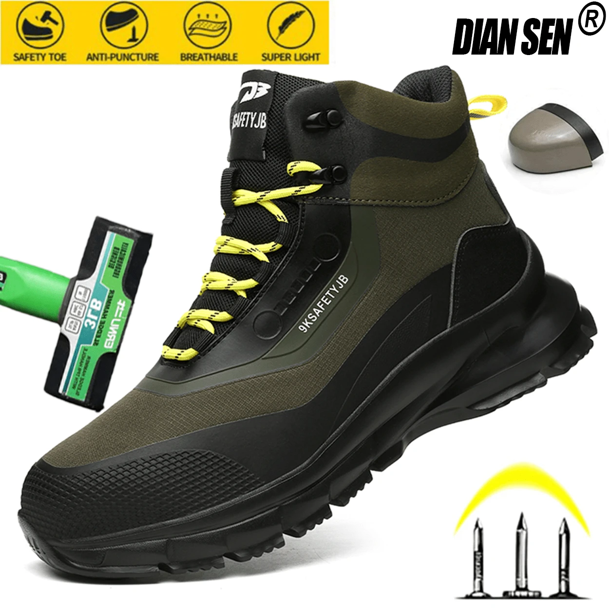 男士钢头鞋工业建筑鞋工业靴工作运动鞋舒适轻便鞋