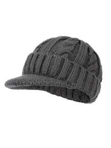 Men Knit Hat, Warm Thermal Lined Short Brim Ear Protection Beanie Cap, Suitable For Middle-Aged And Elderly In Winter