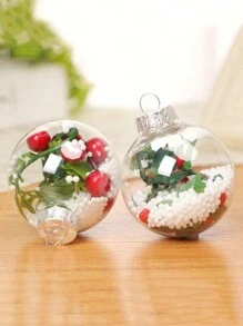 6Pcs Christmas Transparent Ball Plastic Christmas Trees Open Ball Box Bauble Ornament Wedding Gift Present Party Home Decoration