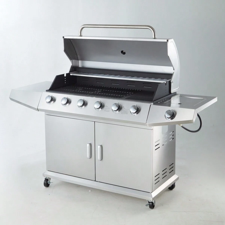 Propane Grill 6 Burner Barbecue Grill Stainless Steel Gas Grill - Silver+Stainless Steel+Garden & Outdoor as Pic - View 1