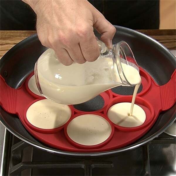 1 Pezzo Stampo per Pancake Antiaderente in Silicone, Stampo per Uova Fritte Riutilizzabile, Utensile per Cottura e Panificazione in Cucina