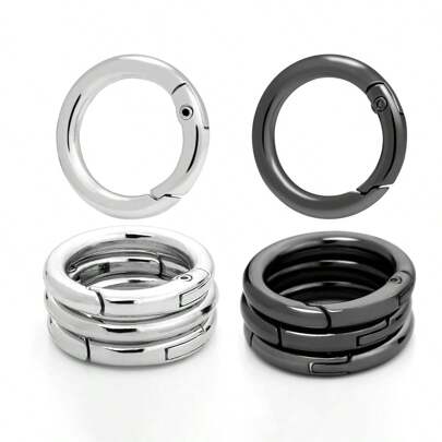 Set da 10 anelli molla a scatto, moschettoni metallici rotondi, fibbie ad anello porta chiavi a molla per sostituzione di cinghie di borse, fermagli per cordoncini, anelli portachiavi per realizzazione fai-da-te e artigianato