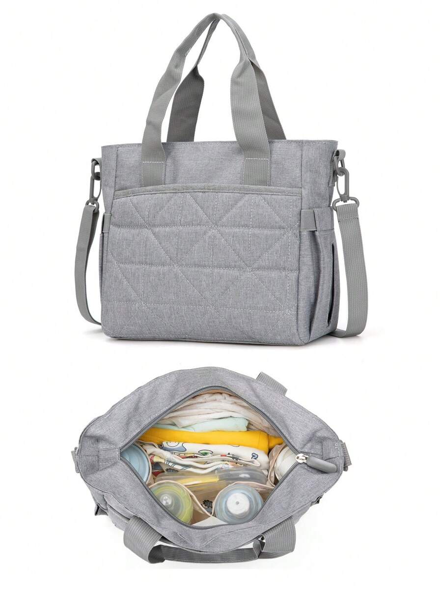 1pc Multifunctional Diaper Bag, Waterproof Travel Backpack For Pregnant Girl & Babies, Large Capacity Tote Bag - Grey - View 1