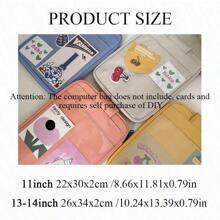 Ins Niche Design Sense Apple 14 Inch Laptop Bag Cute Girl Heart Transparent Tablet IPad 11 Inch Storage Inner Bag, Handheld Protective Case (Card Not Included) Back To School