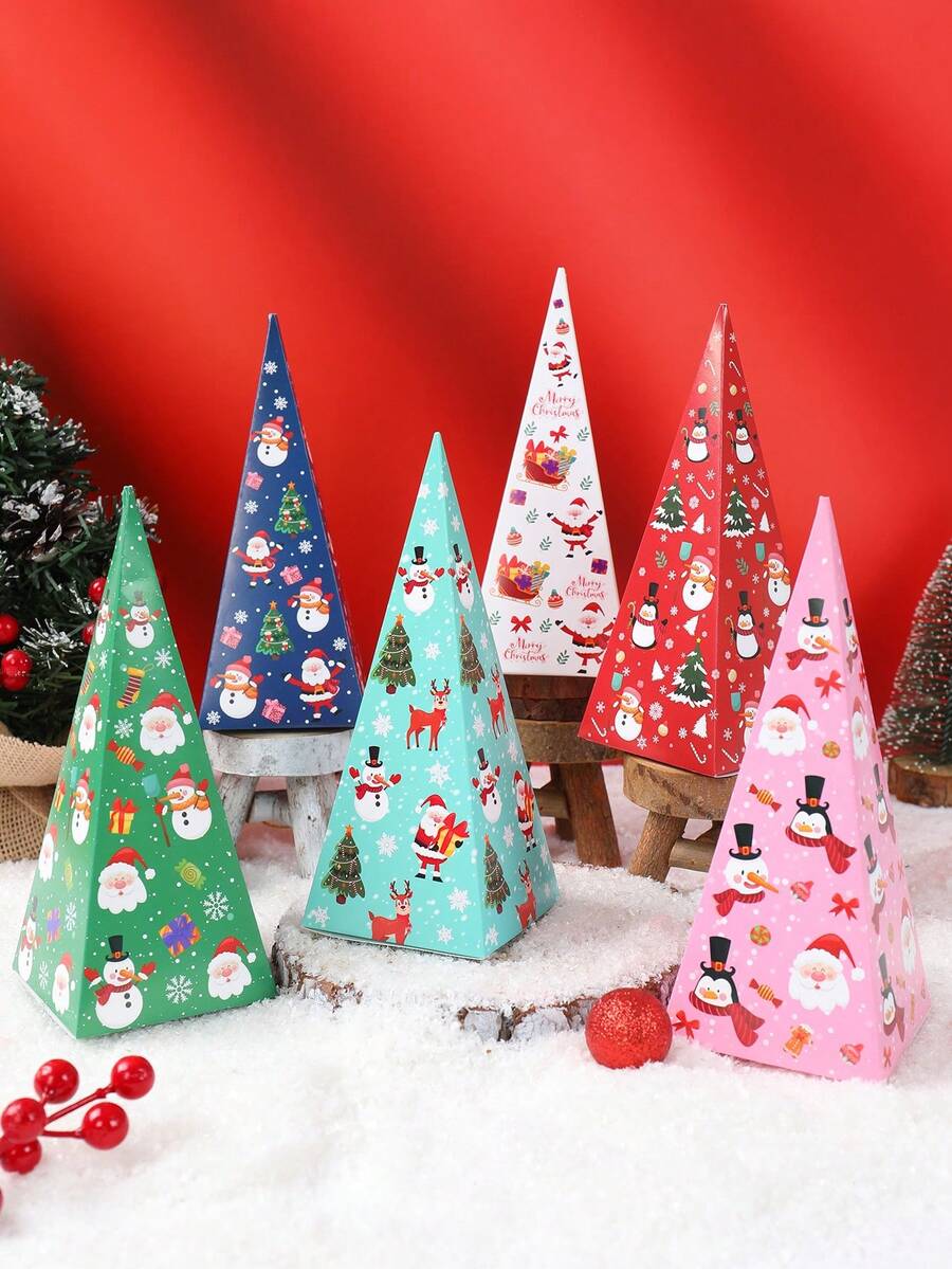 6入聖誕禮物盒,企鵝、聖誕老人、馴鹿、雪人、聖誕樹圖案混色三角紙製禮物盒,聖誕包裝盒、糖果盒、餅乾盒,適合家庭聖誕夜、2025新年派對桌面背景裝飾,禮物包裝用品,創意聖誕裝飾品、聖誕飾品、聖誕禮物、聖誕佈置 - 聖誕節混款A - 查看 1