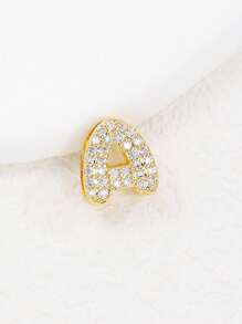 A-Z 锆石字母吊坠项链，男女皆宜的朋克风字母项链，不锈钢时尚嘻哈饰品 - 金色4 - 查看 5