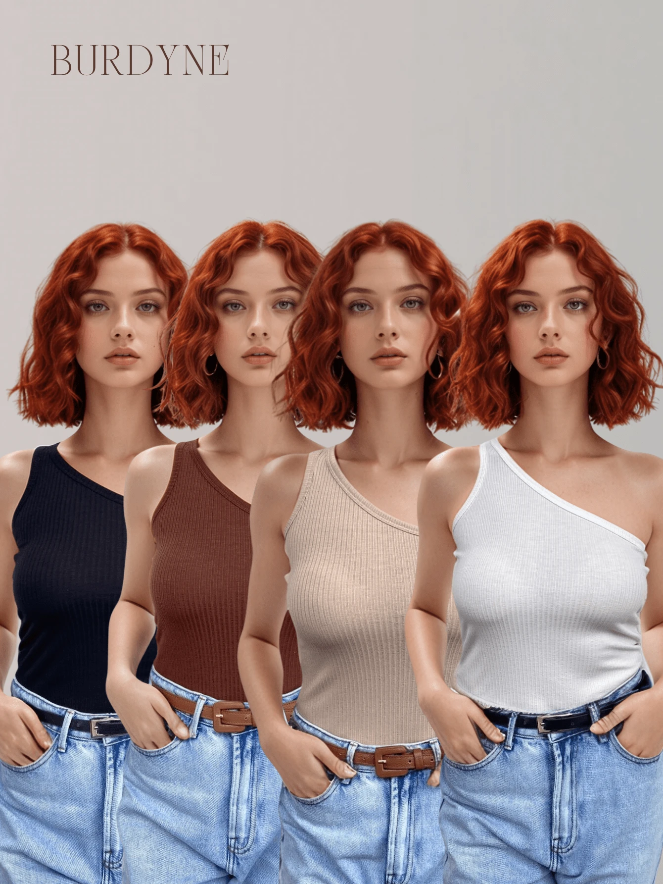 Kit 4 Basic Ribbed Mule Manca Tank Top Gringa Women's Summer Blouse - 彩色 - 查看 1