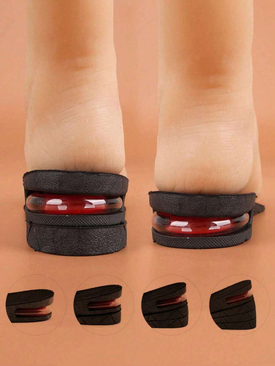 1 Pair Of Height-Increasing Insoles And Half Insoles Solid Raised Comfortable Anti-Slip Insole Try Sports Shoes, Hiking Shoes, Casual Shoes, Leather Shoes, Suitable For All Kinds Of Shoes Shoe Booster Pad - Black - View 1